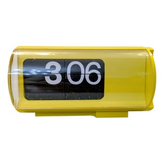 Yellow Cifra 3 Syncron Clock from Solari Udine, Italy, 1966 For Sale