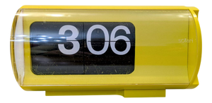 Yellow Cifra 3 Syncron Clock from Solari Udine, Italy, 1966