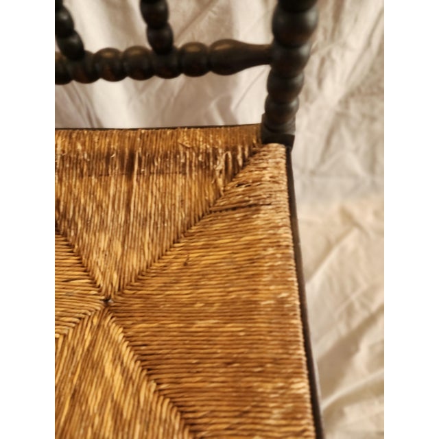 Antique Bobbin Corner Chair, Rush Seat Chair, Spanish Colonial Style, Woven Seat Armchair, Primitive Wooden Chair For Sale - Image 6 of 13