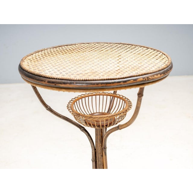 1920s Art Nouveau Bentwood & Rattan Pedestal Table, Central Europe, 1910s For Sale - Image 5 of 8