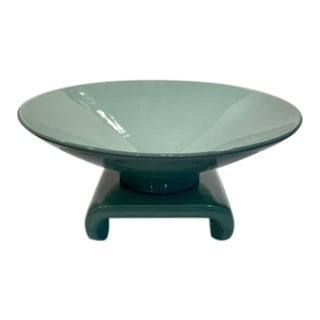 Mid 20th Century Haeger Bowl and Stand in Celedon- 2 Pieces For Sale