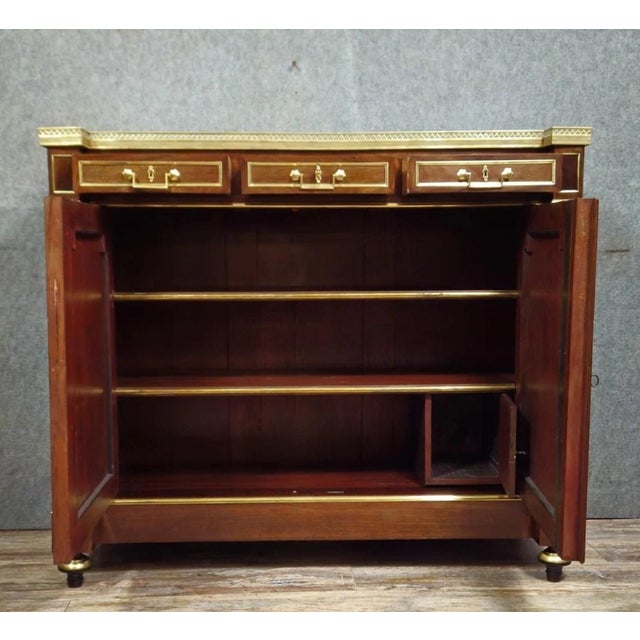 Parisian Buffet in Mahogany and Gilt Brass with Marble Top For Sale - Image 13 of 15