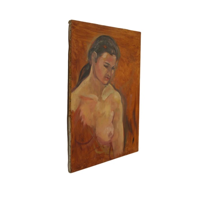 Original, nude painting of a woman on canvas. Oil and/or acrylic Unsigned. From the estate of Sharon White.