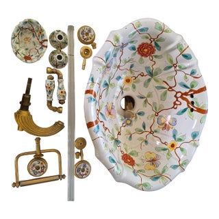 Sherle Wagner Handpainted Sink and Accessories For Sale