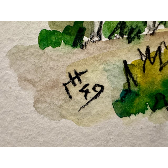 1940s Henry Emil Salloch Original Watercolor on Paper Old Rustic Barn, 1949. For Sale - Image 5 of 7