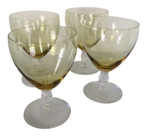 Canary Yellow Crystal Water/Wine Goblets - Set of 4