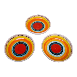 Set of Three Hand Painted Vintage Italian Ceramic Decorative Bowls by De Simone