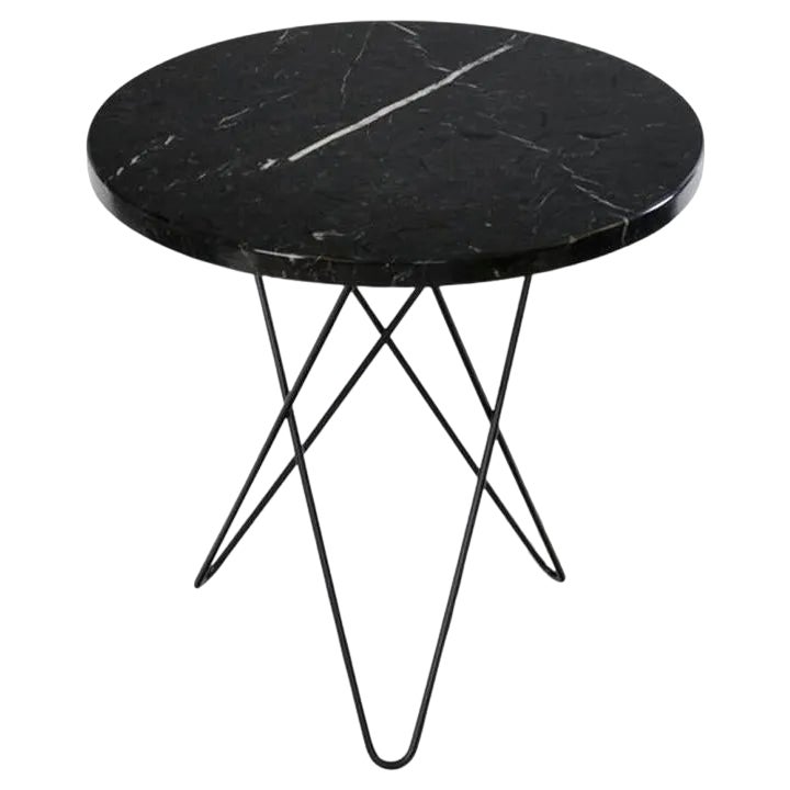 Black Marquina Marble and Black Steel Tall Mini O Table by OxDenmarq ...