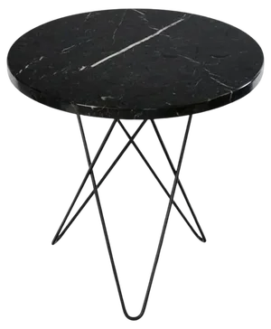 Black Marquina Marble and Black Steel Tall Mini O Table by OxDenmarq
