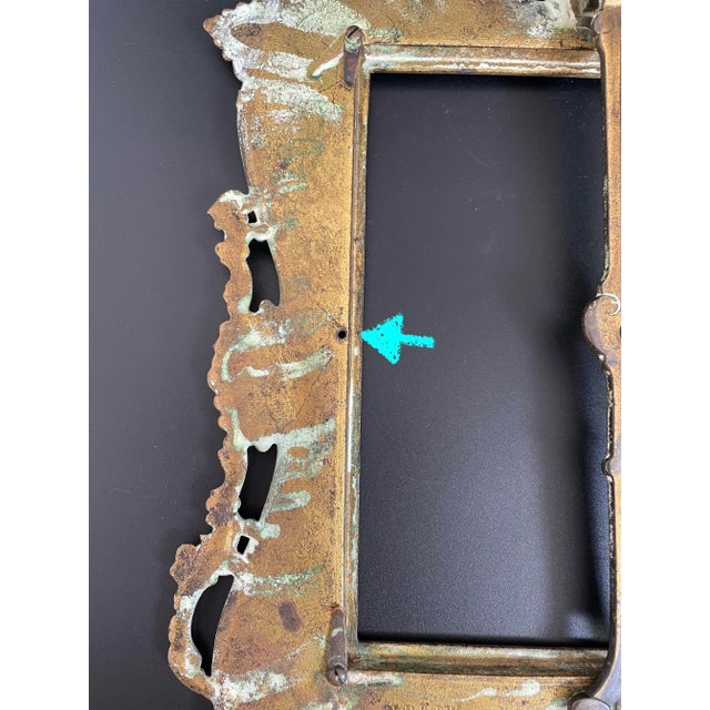 Metal Antique Victorian Gold Gilt Cast Iron Picture Frame For Sale - Image 7 of 12