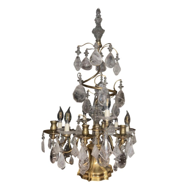 19th Century Pair of 19th Century Italian Bronze & Rock Crystal Girandoles For Sale - Image 5 of 8