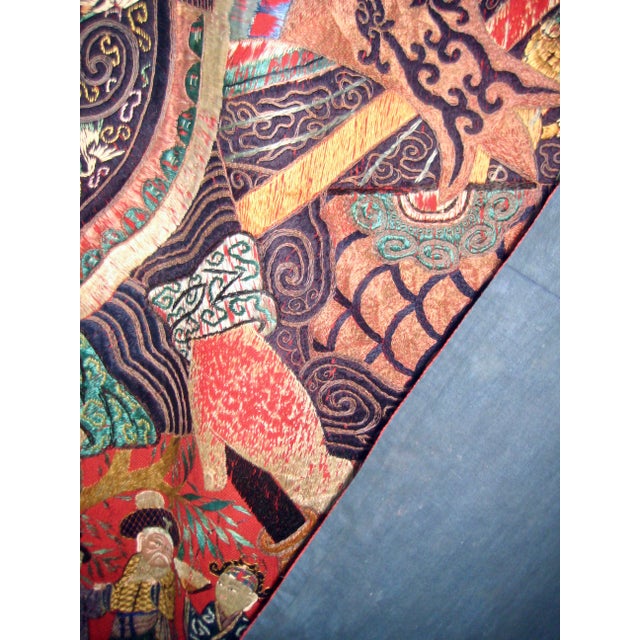 Chinese Large Silk Embroidered Opera Curtain Tapestry 19 Century For Sale - Image 18 of 18