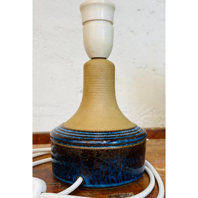 Classic stoneware table lamp from the Bornholm ceramics manufacturer Søholm, designed by Maria Philippi in the 1960s. The...
