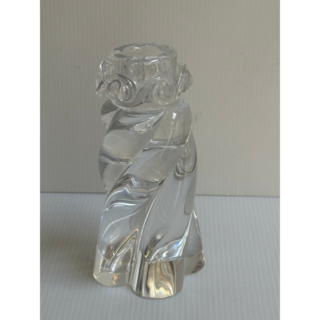 Baccarat "Aladdin" Pattern Vintage Signed 6.25"h Single Light Art Deco Candlestick Made in France For Sale - Image 13 of 16