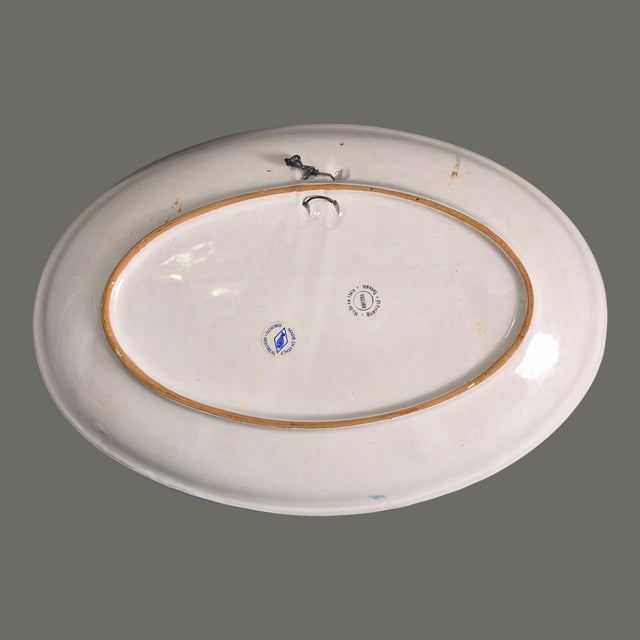 Late 20th Century Late 20th Century Coastal Italian Hand Painted Pottery Aurora Fish Oval Platter Wall Hanging 16'' For Sale - Image 5 of 7