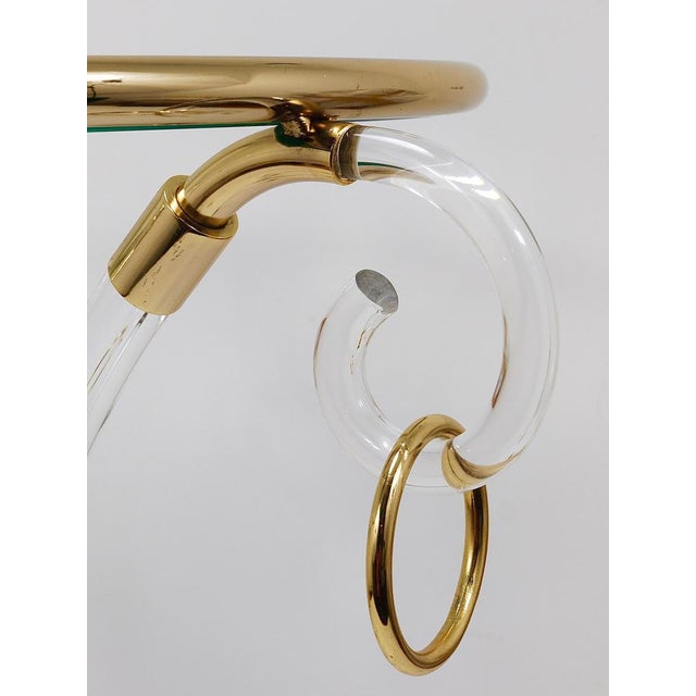 Acrylic Glass & Gilt Metal Tripod Coffee Table Pedestal Gueridon by Maison Charles, 1970s For Sale - Image 11 of 14