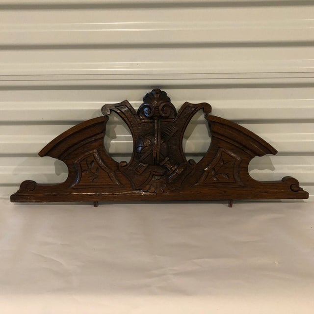 Late 19th Century European Oak Crest With Globe For Sale - Image 6 of 6
