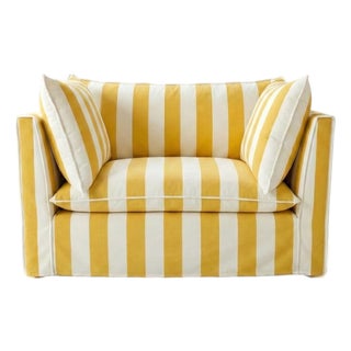 Sophie Conran Coco Loveseat - Dandelion Stripes with Knife Edge Cushion For Sale
