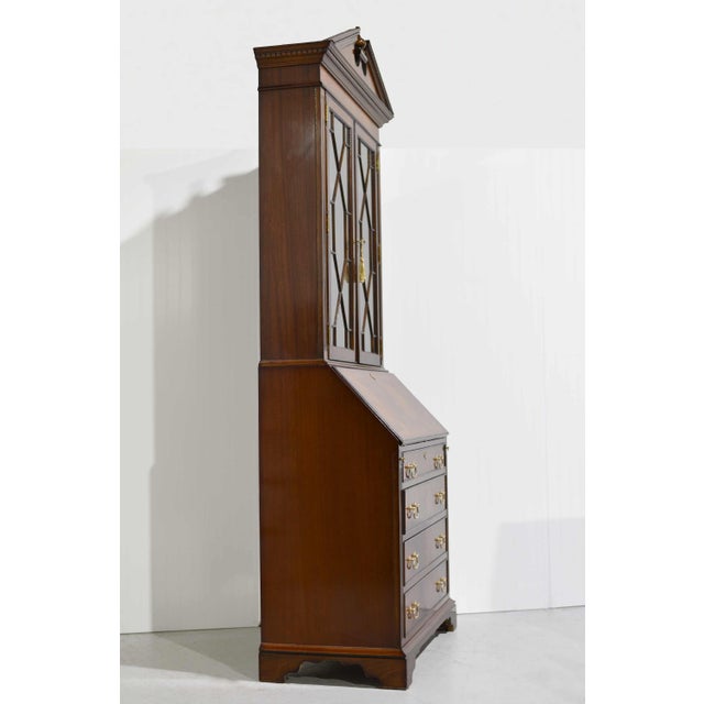 Wood Mid Century American Colonial Revival Mahogany Drop Front Bureau Butler's Secretary Desk For Sale - Image 7 of 16