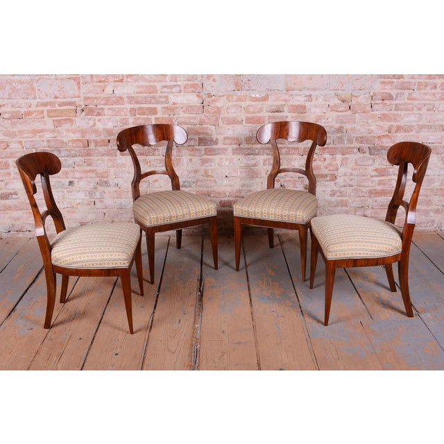 Biedermeier Chairs in Walnut, Czech, 1830s, Set of 4 For Sale - Image 3 of 13