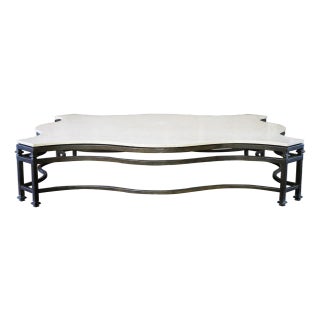 Extra Large Iron and Marble Top Coffee Table Bob Newhart Estate For Sale