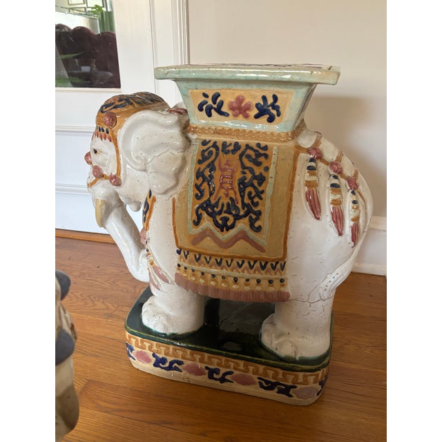 Mid 20th Century Ceramic Elephant Garden Seats - Set of 2 For Sale - Image 9 of 12