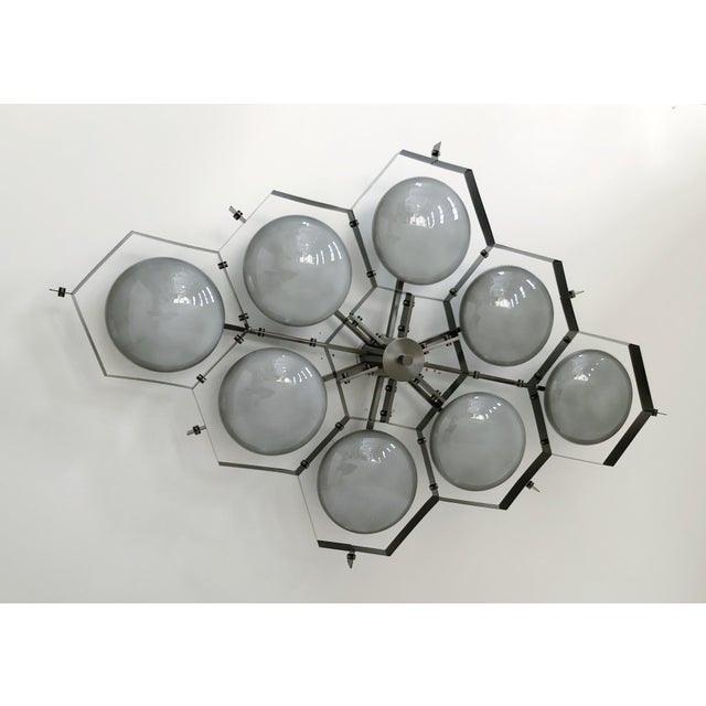 Gray 21st Century Beehive Satin Black Nickel Glossy Gray Murano Flush Mount by Fabio LTD For Sale - Image 8 of 9