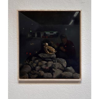 Still Life with Pet Coke by Brad Davis | Oil on wood panel still life featuring a can and rocks For Sale