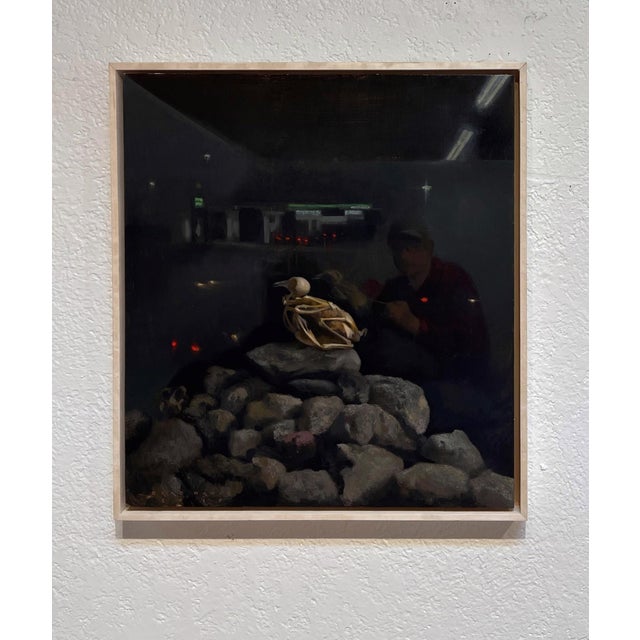 Still Life with Pet Coke by Brad Davis | Oil on wood panel still life featuring a can and rocks For Sale