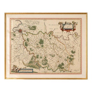 Antique Map of Brie and Champagne Paris Region by Blaeu, France, 1642 For Sale