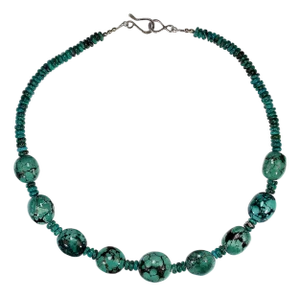 Ajd 18 Inch Delightful Delicate Turquoise Polished Nugget Necklace