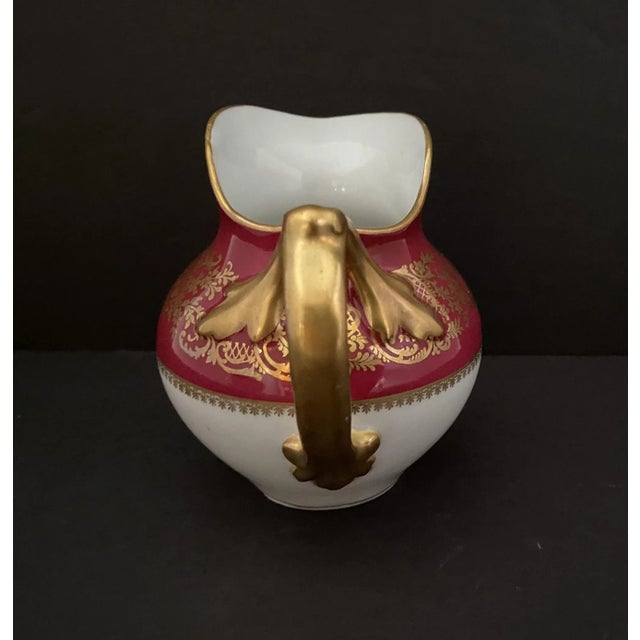 Burgundy Early 20th Century French Burgundy & Gold Porcelain Cream Pitcher, Remi Delinieres For Sale - Image 8 of 12