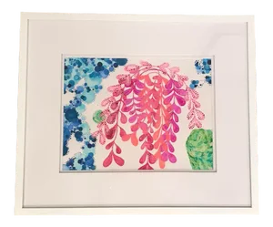 Modern "Pink Leaves" Original Abstract Mixed Media by Laura Kramer