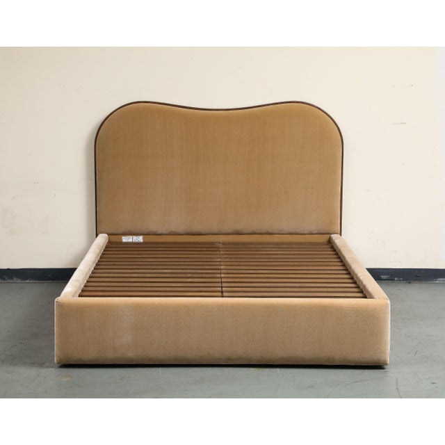 Camel Brown Upholstered Queen Bed Frame With Storage Drawer For Sale In New York - Image 6 of 15