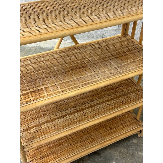 1970s Bamboo, Rattan, and Cane Étagère/ Freestanding Shelf For Sale In Philadelphia - Image 6 of 12