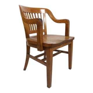 Oak Bank of England Yale Library Office Desk Chair For Sale