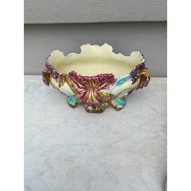 Small 19th century French Majolica Iris Jardiniere Onnaing.