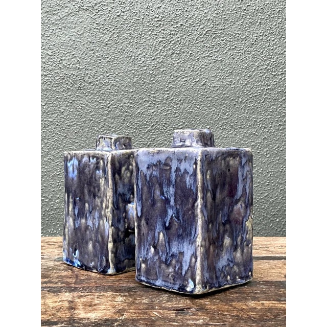 Vintage Dual Cubic Ceramic Vase For Sale - Image 11 of 12