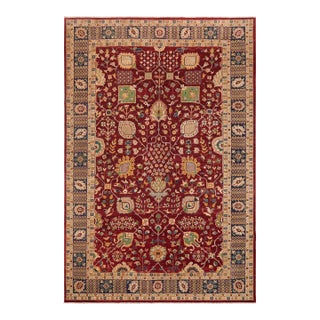 1990s Boho Chic Ziegler Red Blue Hand-Knotted Wool Rug - 10'0'' X 14'7'' For Sale