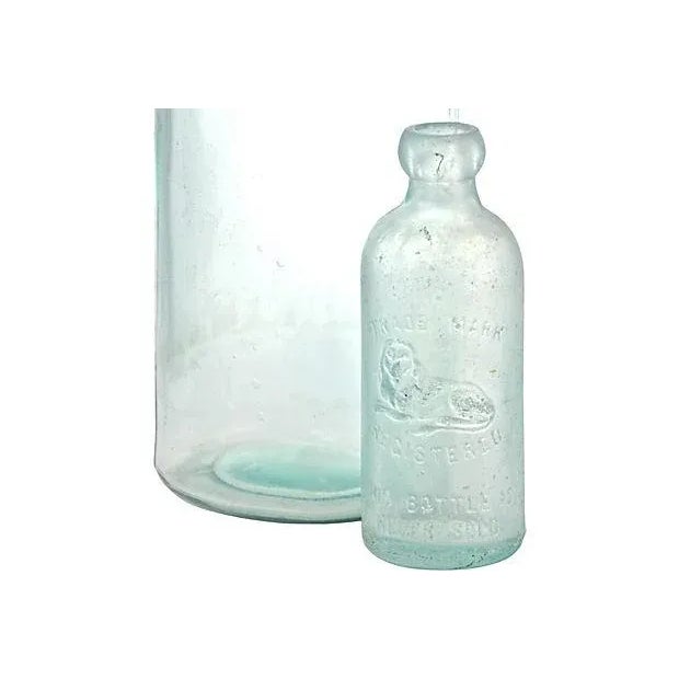 American Antique Aqua Apothecary Bottles - a Pair For Sale - Image 3 of 10