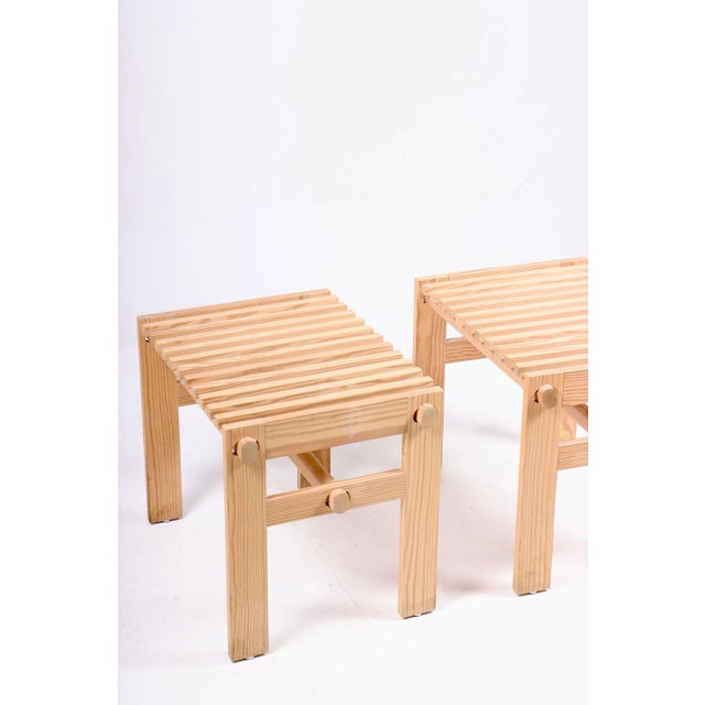 Beige Set of Scandinavian Modern Stools in Solid Pine, 1950s For Sale - Image 8 of 10