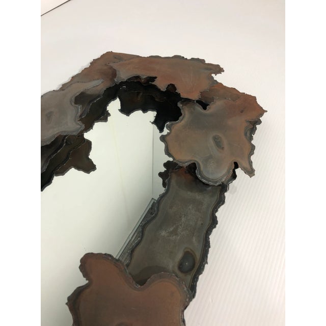 1970s Artist Signed Brutalist Metal Wall Mirror For Sale In Miami - Image 6 of 12