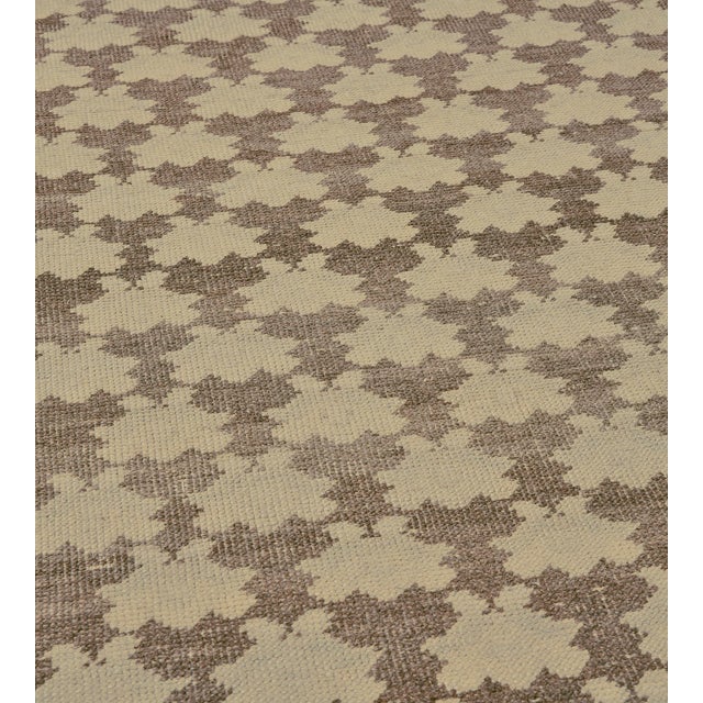 MANSOUR Mid-Century Brown Floral-Motif Handmade Wool Turkish Rug For Sale - Image 4 of 9
