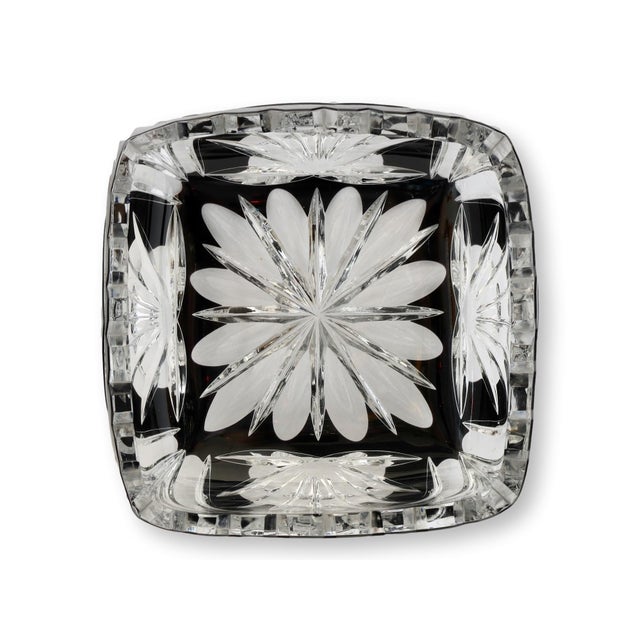 Mid 20th Century Bohemian Black Onyx "Cut to Clear" Crystal Bowl For Sale - Image 5 of 7