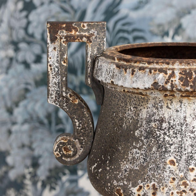 Early 19th C. French Pair of Directoire Style Iron Urns For Sale - Image 11 of 18
