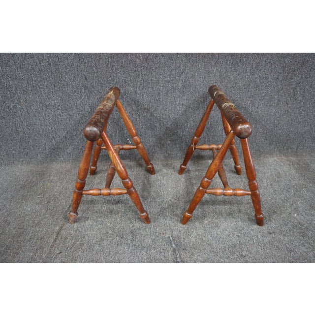 Pair of antique Oak bench made casket stands