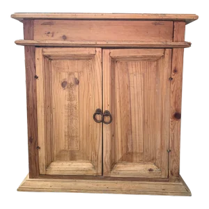 Mid 20th Century Vintage Rustic Pine End Cabinet With Drawer and Doors