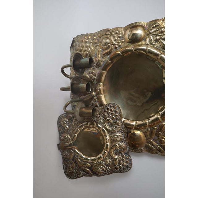 Baroque Brass with Bird Motif and Flora Wall Candleholder by Danzig, 1960 For Sale - Image 8 of 10