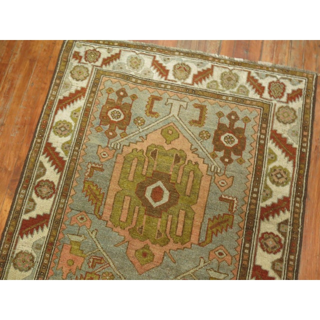 Persian Antique Zabihi Collection Kurd Bidjar Long Gray Runner - 3'6" x 15'10" For Sale - Image 3 of 8