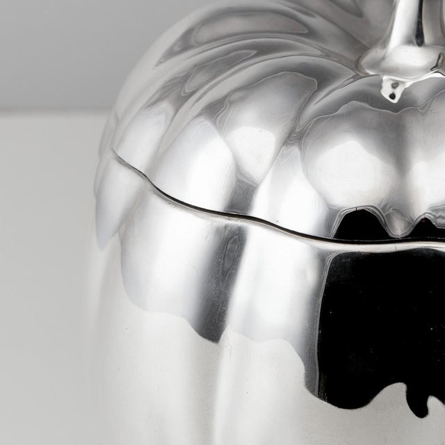 Silver Vintage Italian Silver-Plated Pumpkin Ice Bucket from Teghini, 1970s For Sale - Image 8 of 12